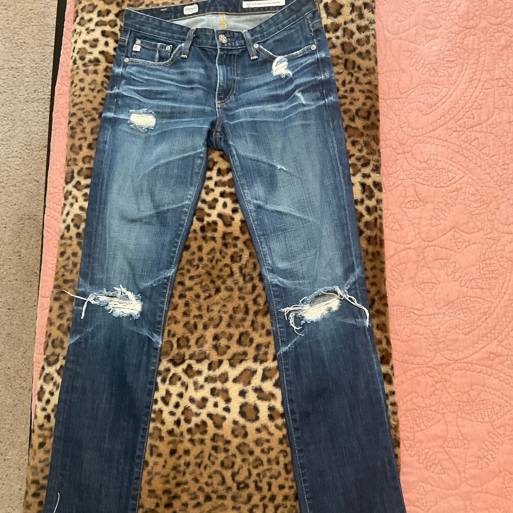 Adriano Goldschmied Premier skinny straight Distressed Dark Blue Jeans size 26R
